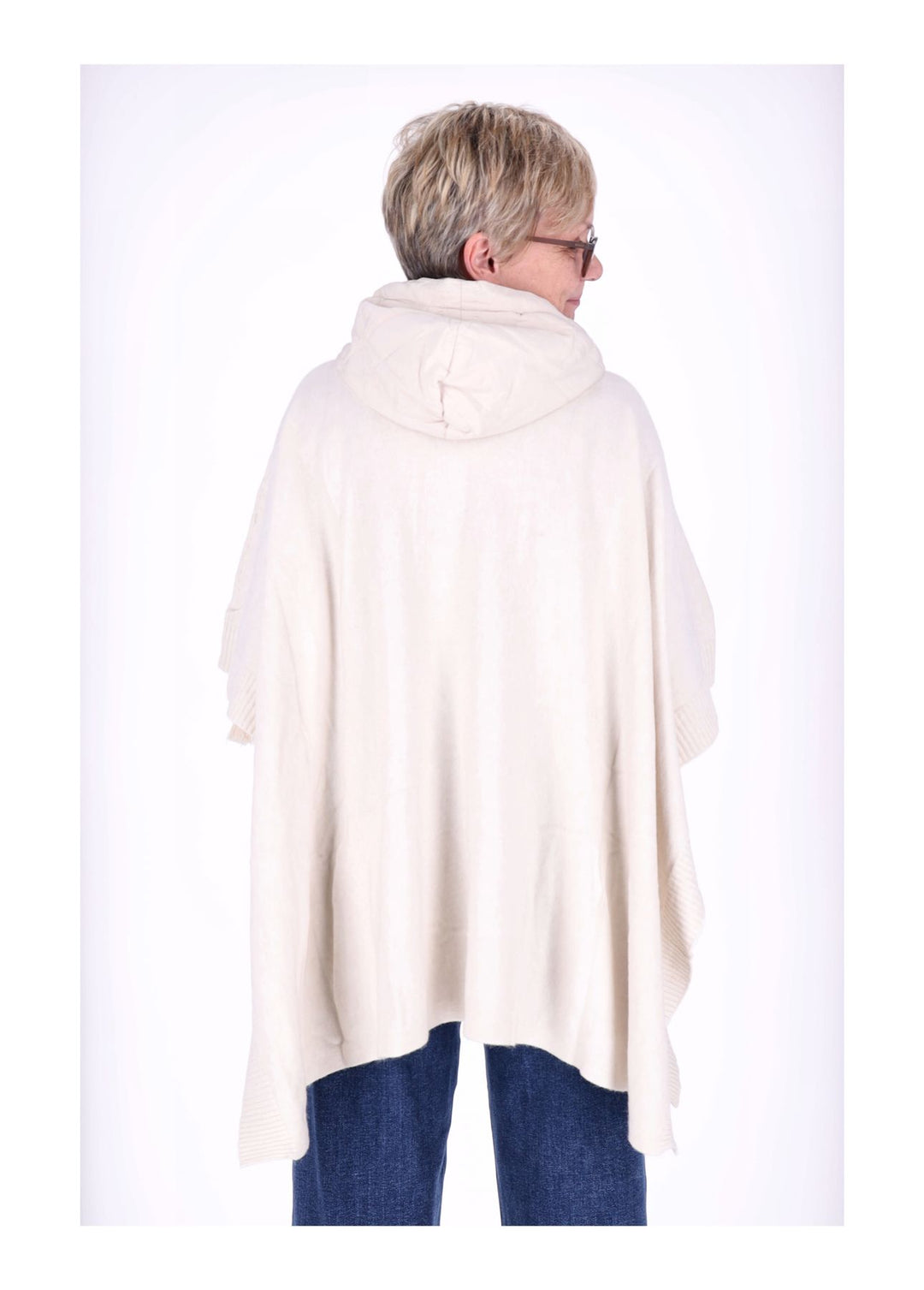 Poncho Damen Materialmix