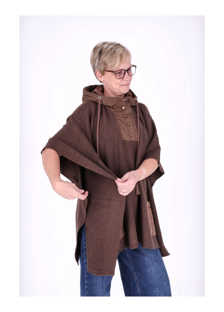 Poncho Damen Materialmix