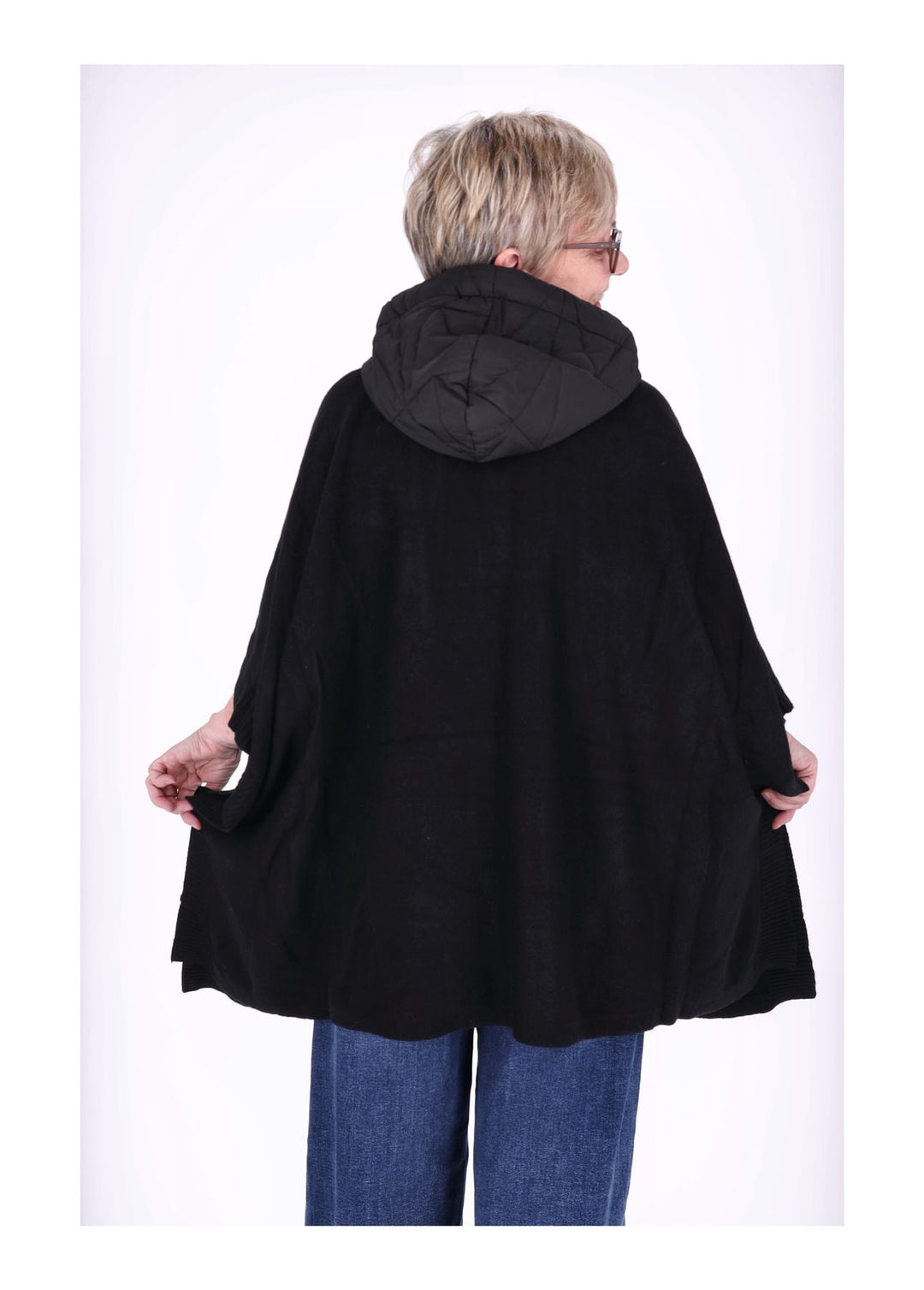 Poncho Damen Materialmix
