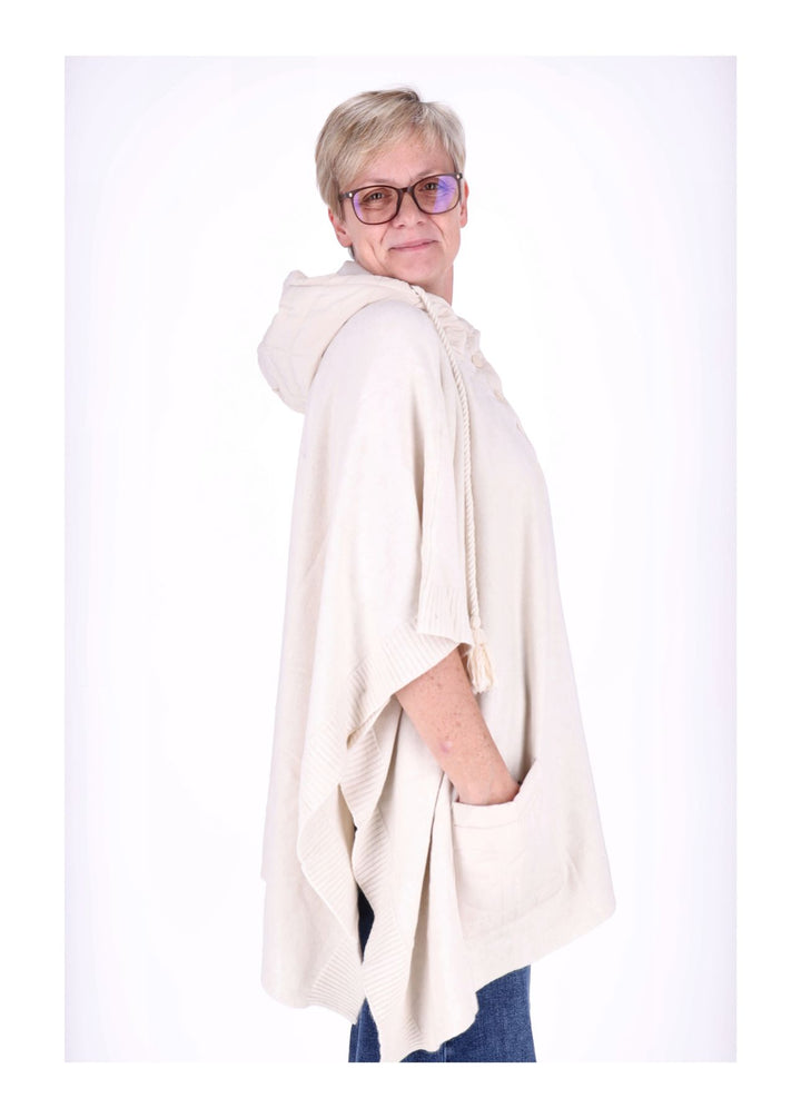Poncho Damen Materialmix