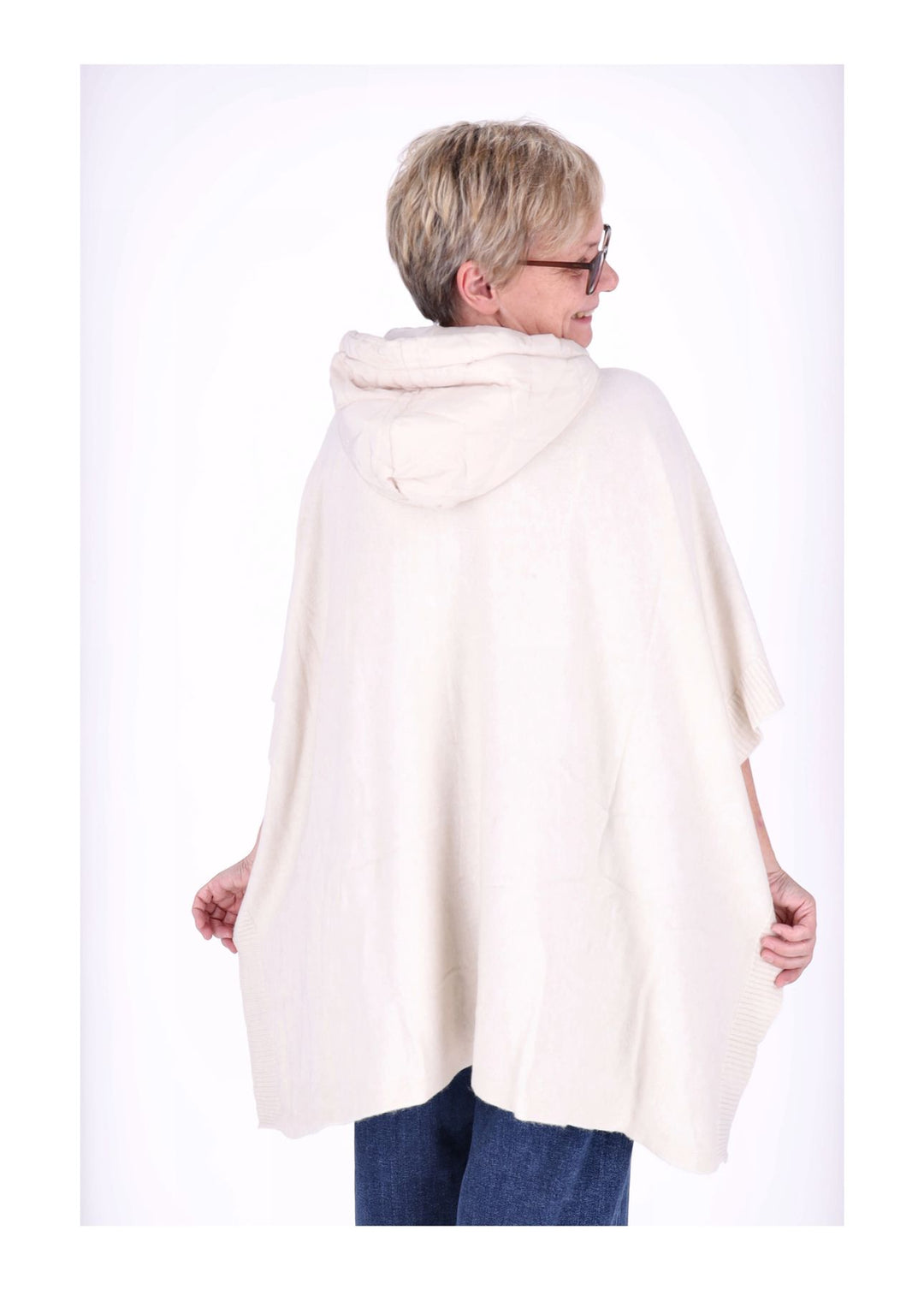 Poncho Damen Materialmix