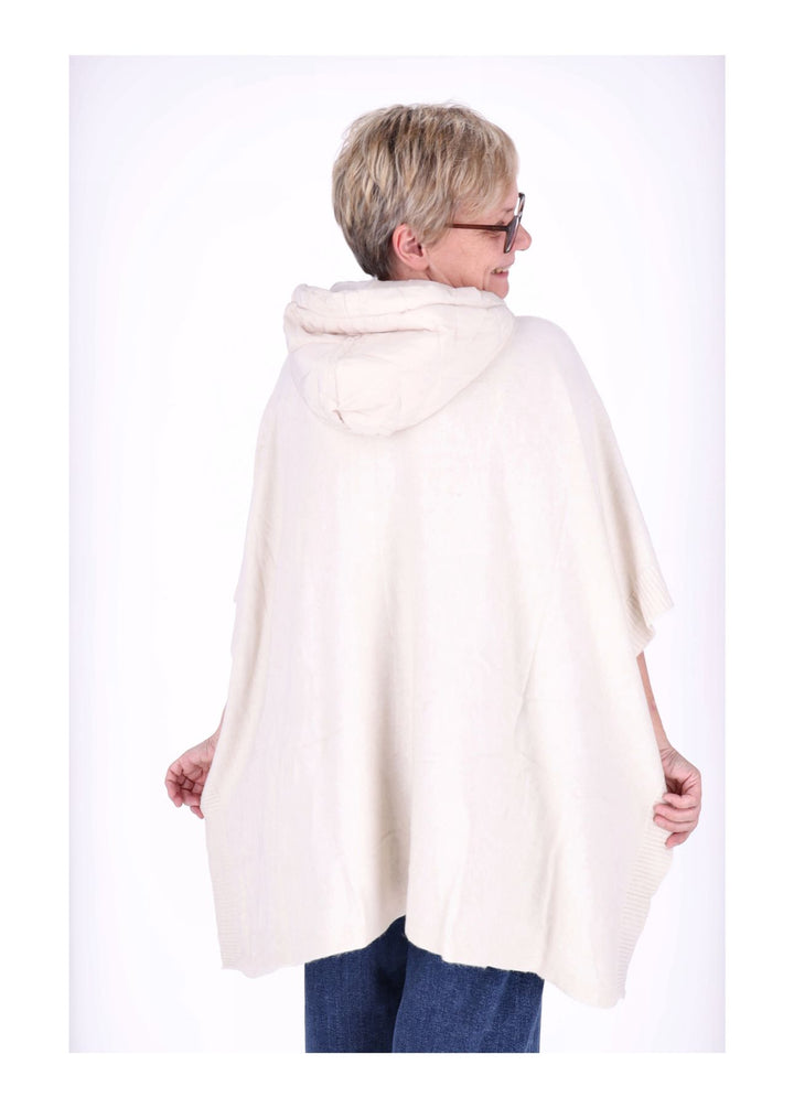 Poncho Damen Materialmix