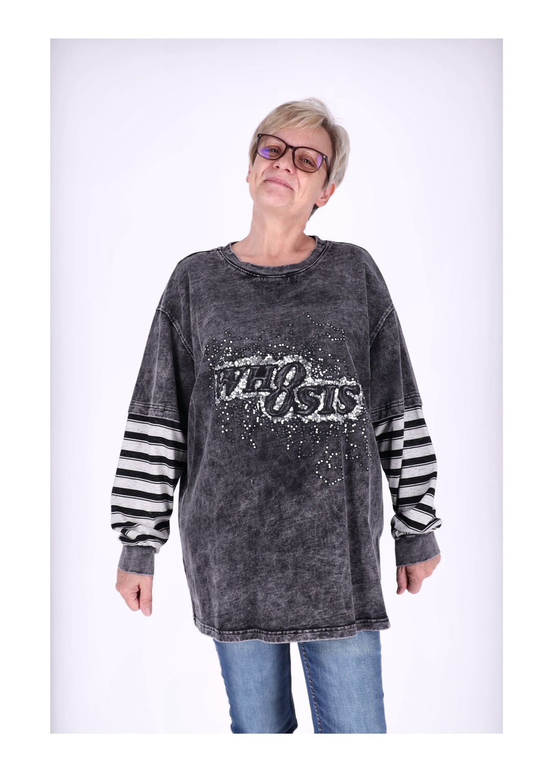Sweatshirt Damen Materialmix