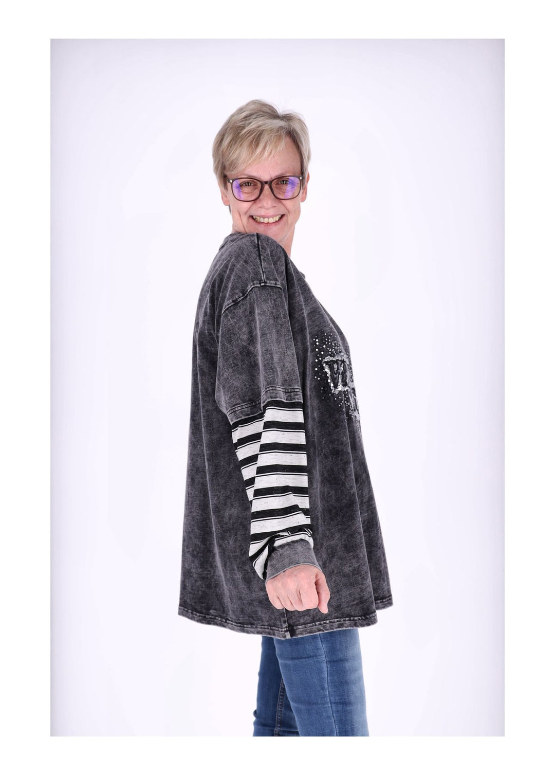 Sweatshirt Damen Materialmix