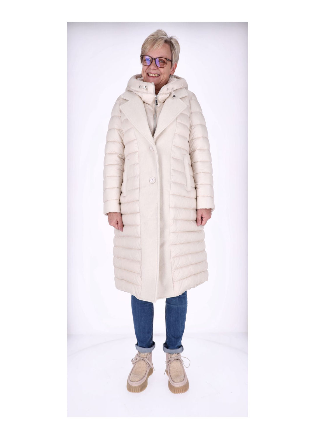 Mantel Damen Materialmix