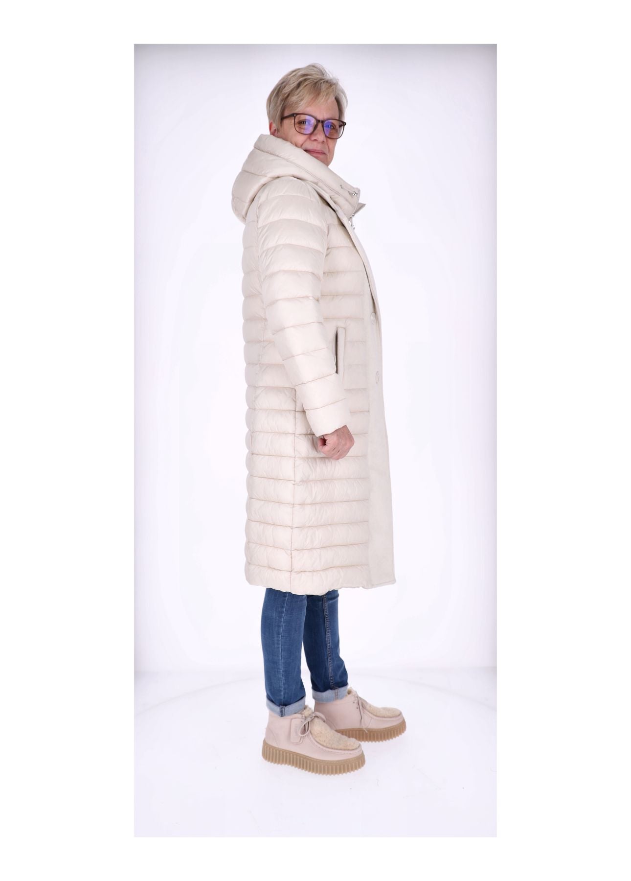 Mantel Damen Materialmix