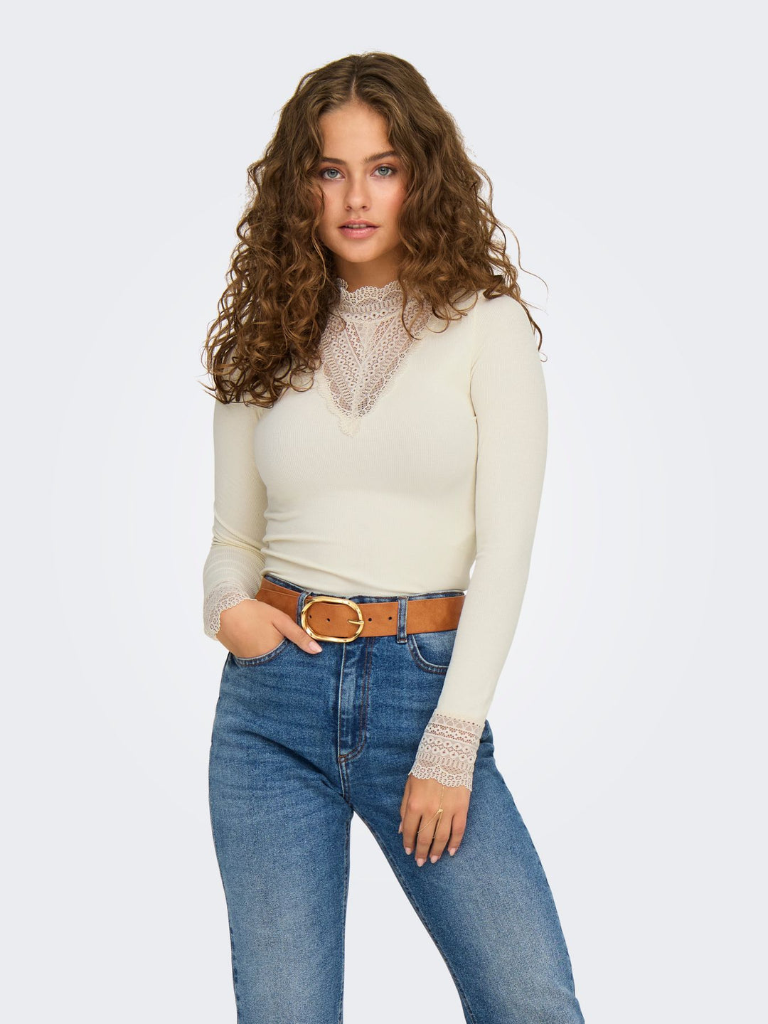 Damen ONLTILDE L/S HIGH NECK LACE TOP JRS