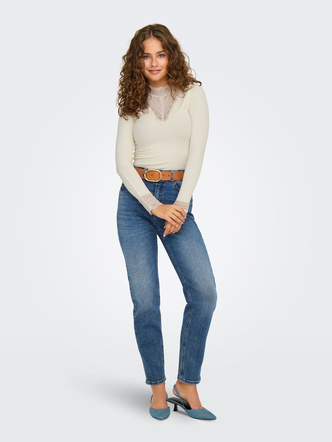 Damen ONLTILDE L/S HIGH NECK LACE TOP JRS