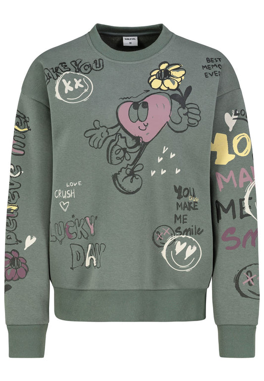 Damen DOB Sweat, langarm, Rundhals mit Ri