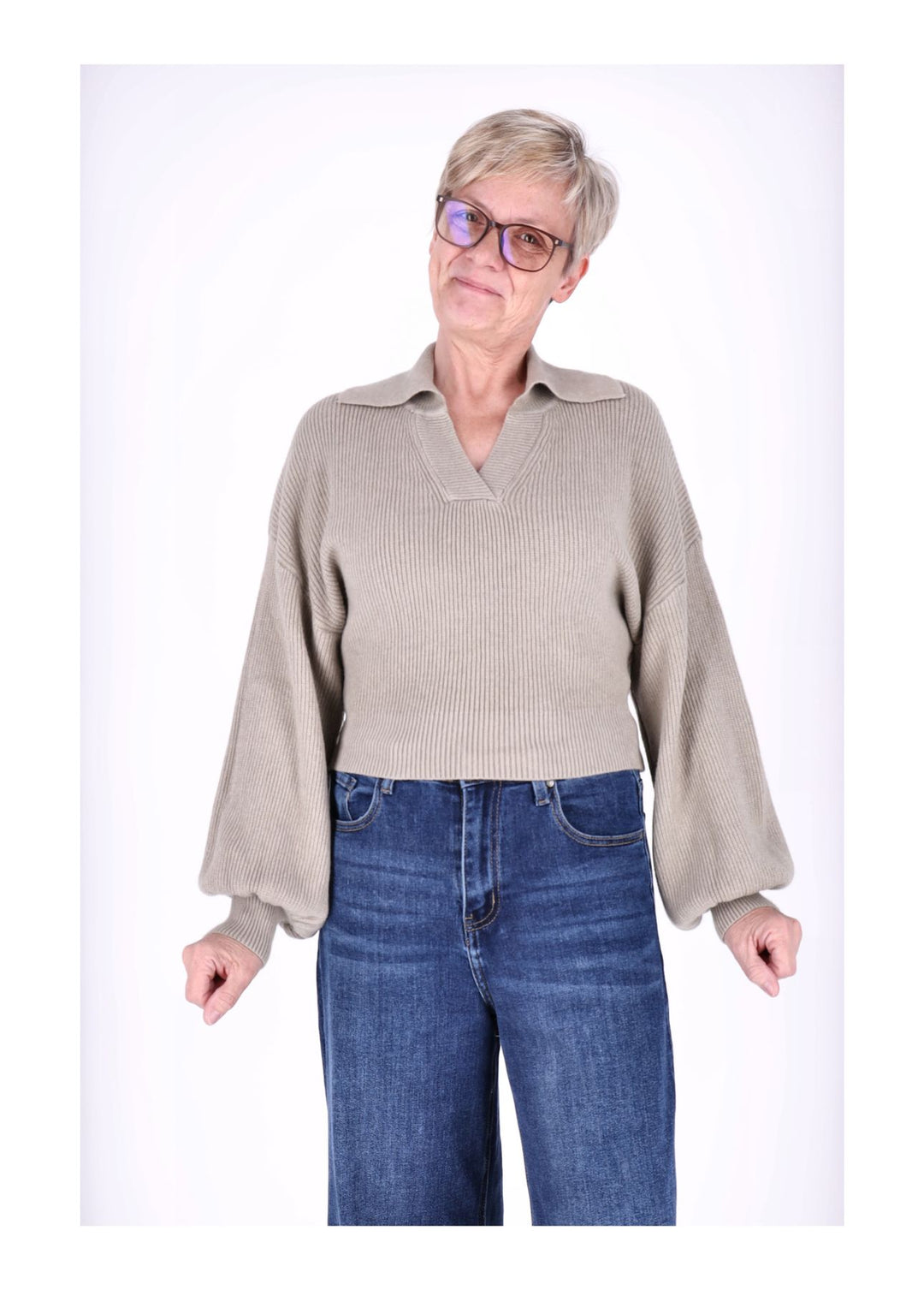 Strickpullover Damen Polokragen