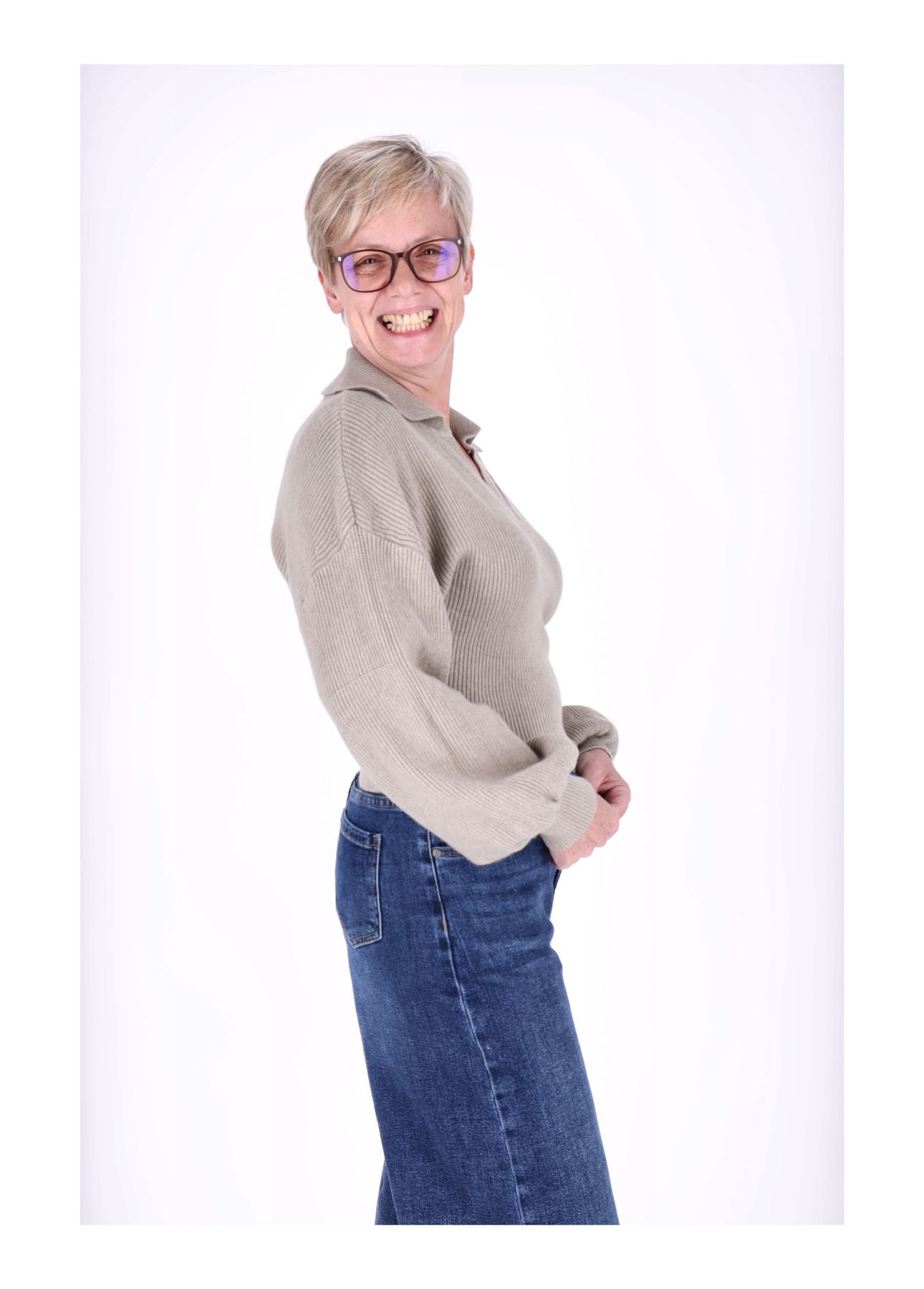Strickpullover Damen Polokragen