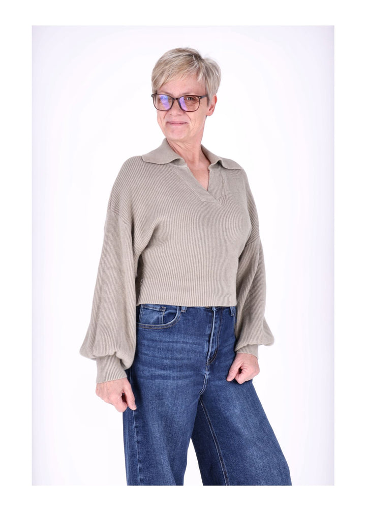 Strickpullover Damen Polokragen