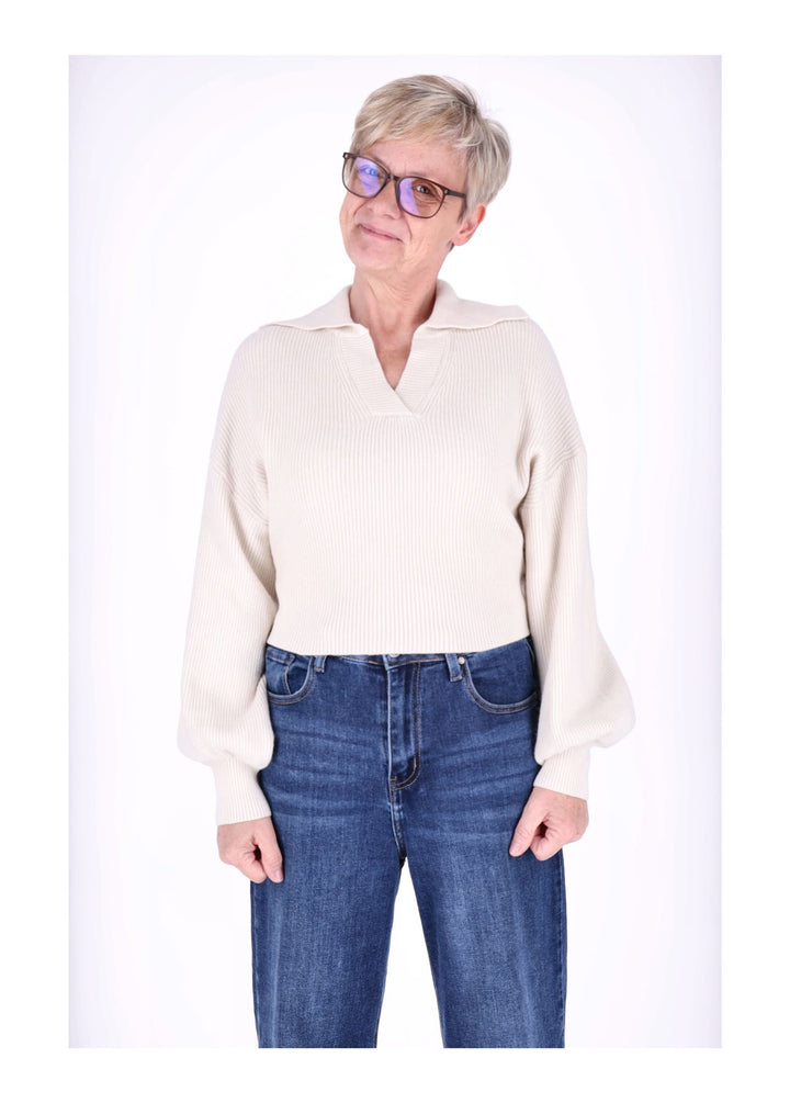 Strickpullover Damen Polokragen