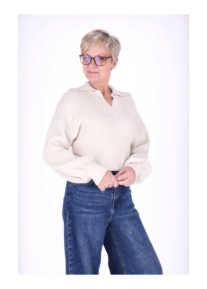 Strickpullover Damen Polokragen