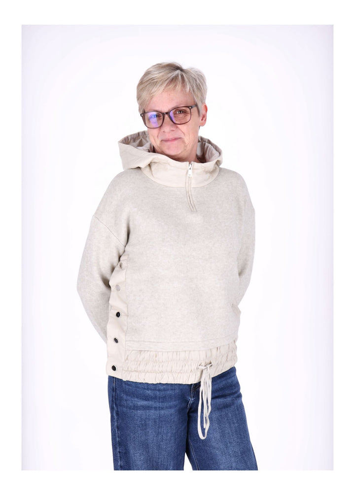 Strickpullover Damen Materialmix Kapuze