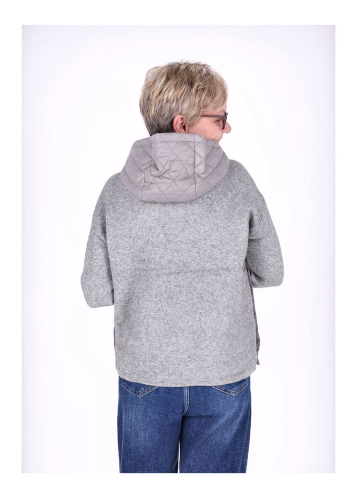 Strickpullover Damen Materialmix Kapuze