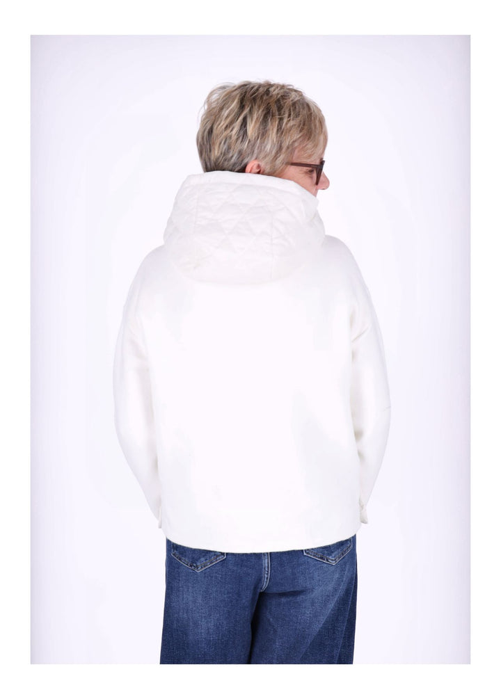 Strickpullover Damen Materialmix Kapuze