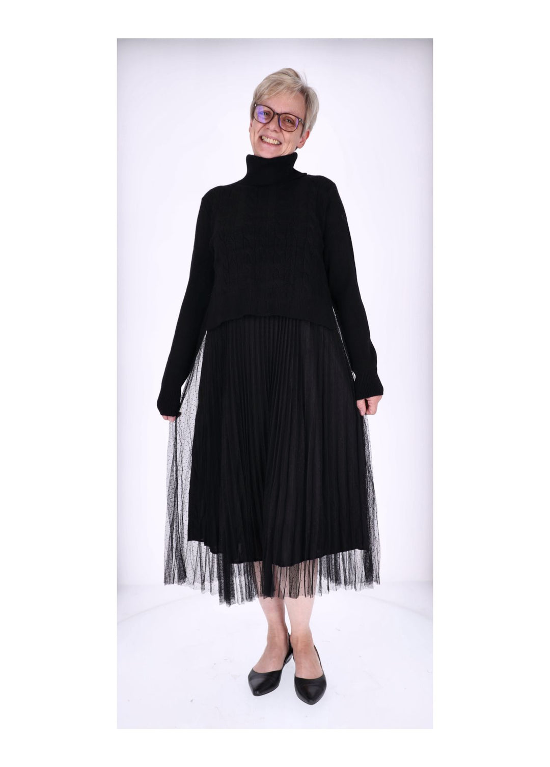 Kleid mit Rollkragen Pullover