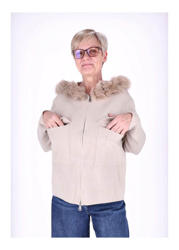 Strickjacke Damen Kapuze Fell