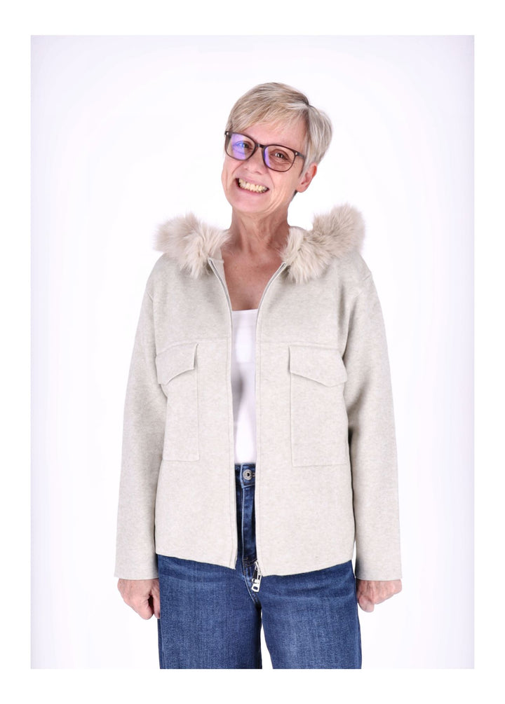 Strickjacke Damen Kapuze Fell