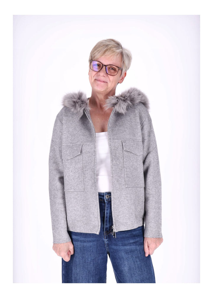 Strickjacke Damen Kapuze Fell