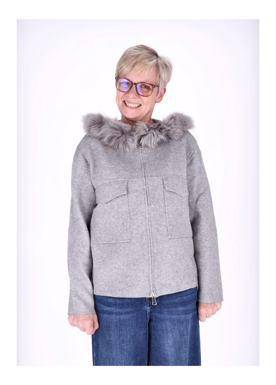 Strickjacke Damen Kapuze Fell