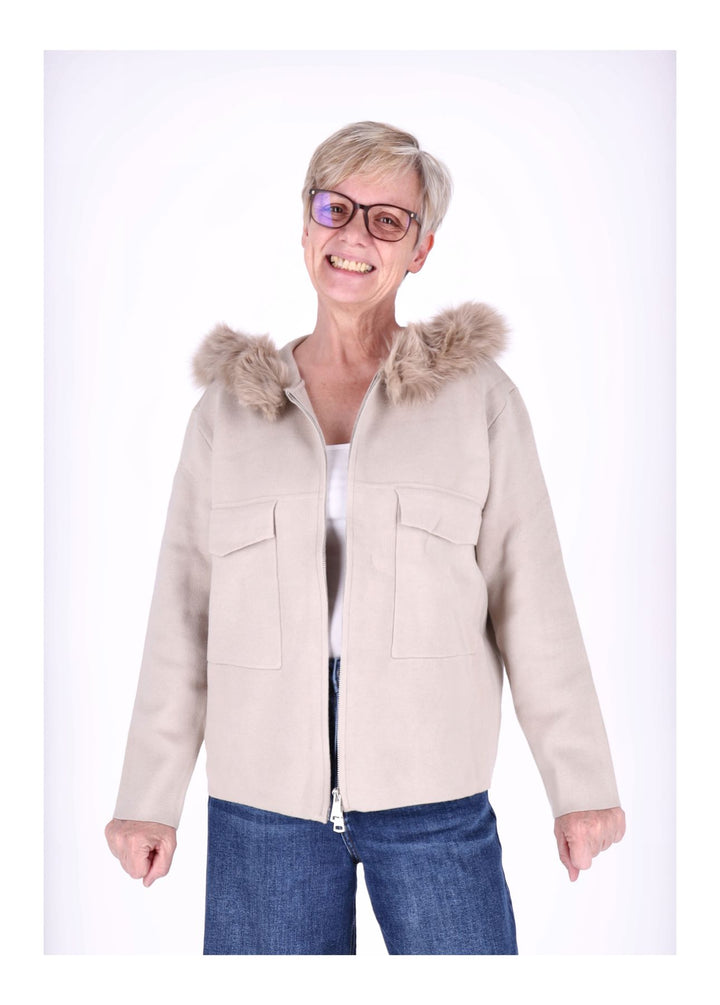 Strickjacke Damen Kapuze Fell