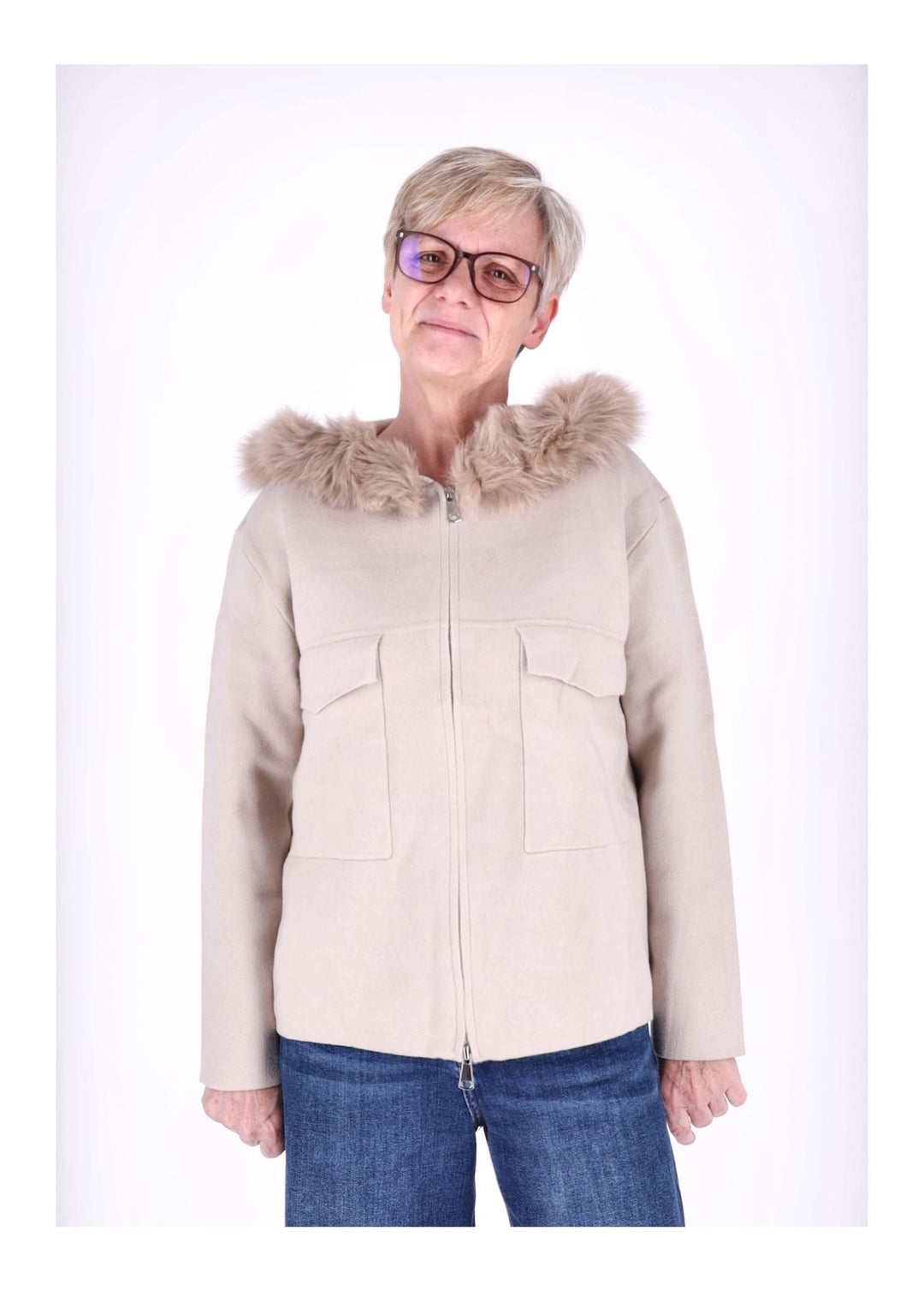 Strickjacke Damen Kapuze Fell