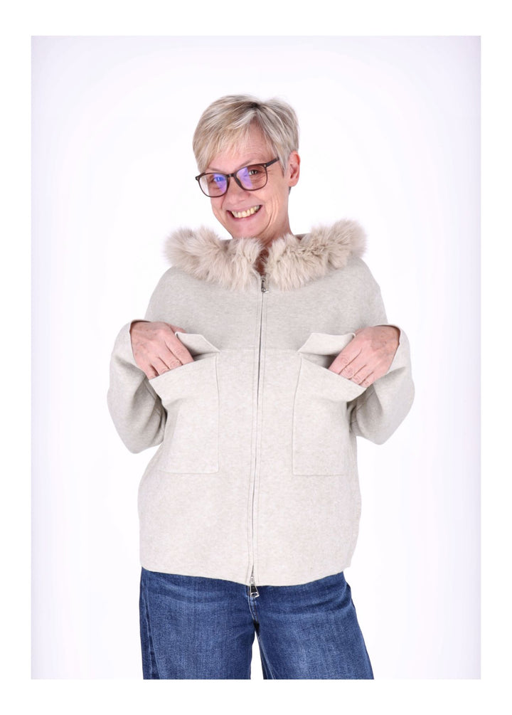 Strickjacke Damen Kapuze Fell