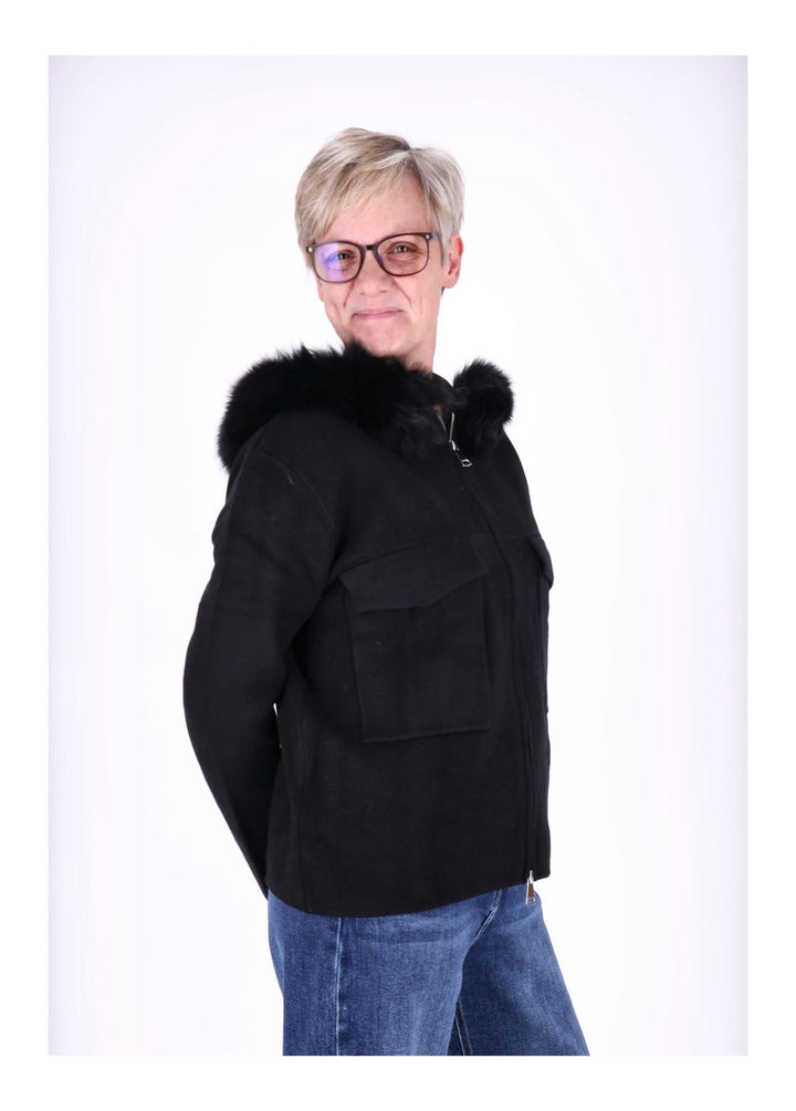 Strickjacke Damen Kapuze Fell