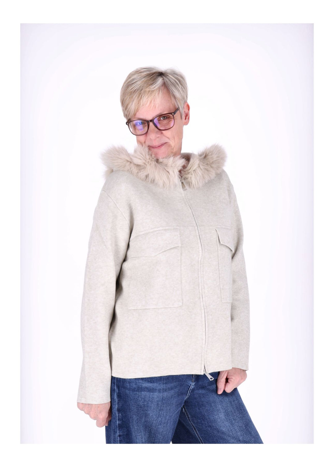 Strickjacke Damen Kapuze Fell