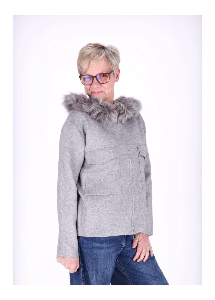 Strickjacke Damen Kapuze Fell