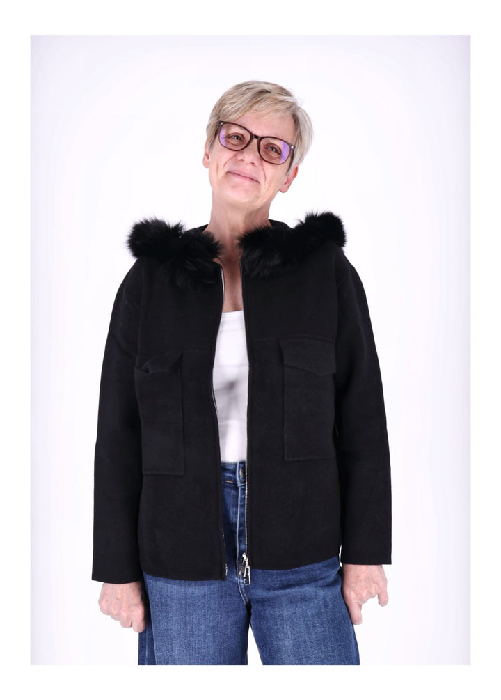 Strickjacke Damen Kapuze Fell