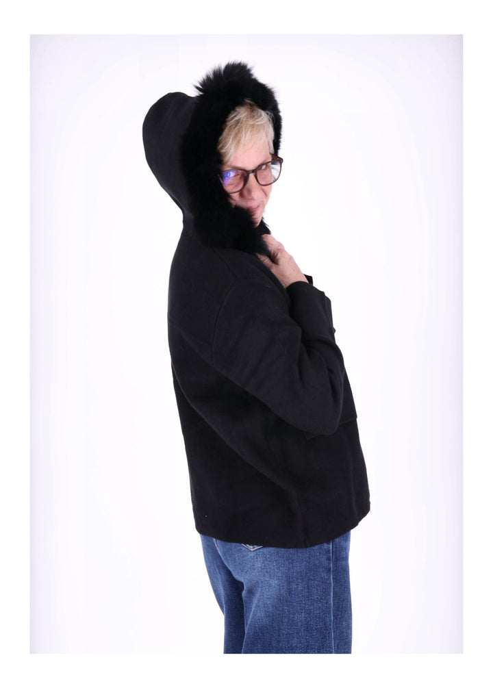 Strickjacke Damen Kapuze Fell