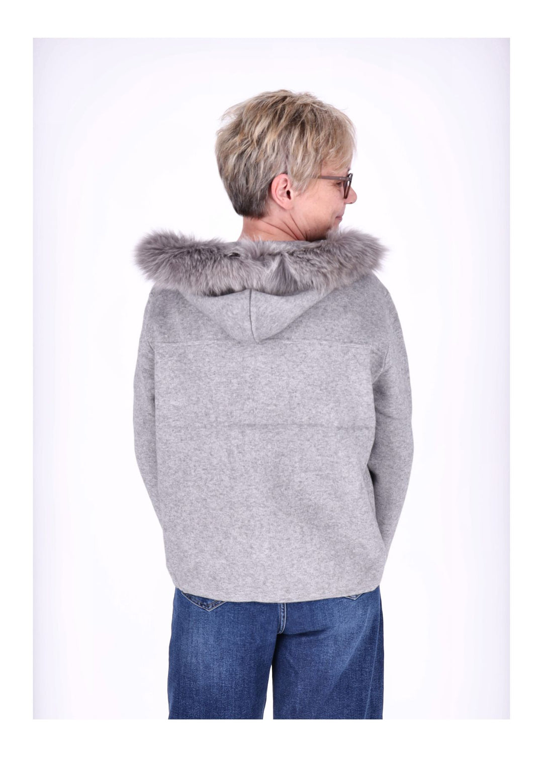 Strickjacke Damen Kapuze Fell