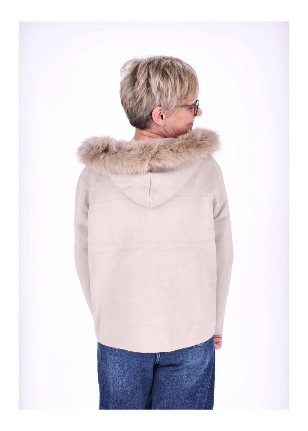 Strickjacke Damen Kapuze Fell