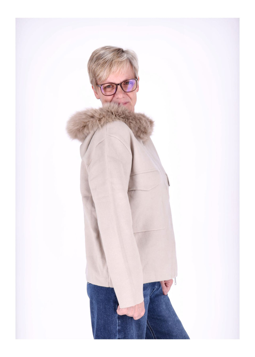 Strickjacke Damen Kapuze Fell