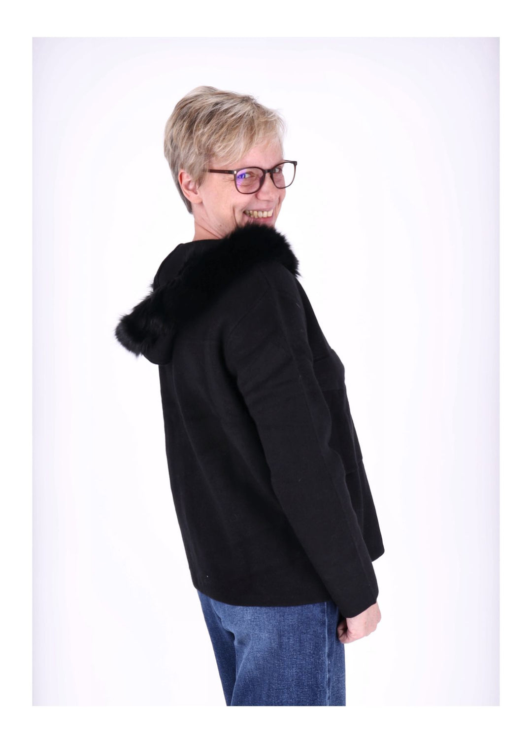 Strickjacke Damen Kapuze Fell