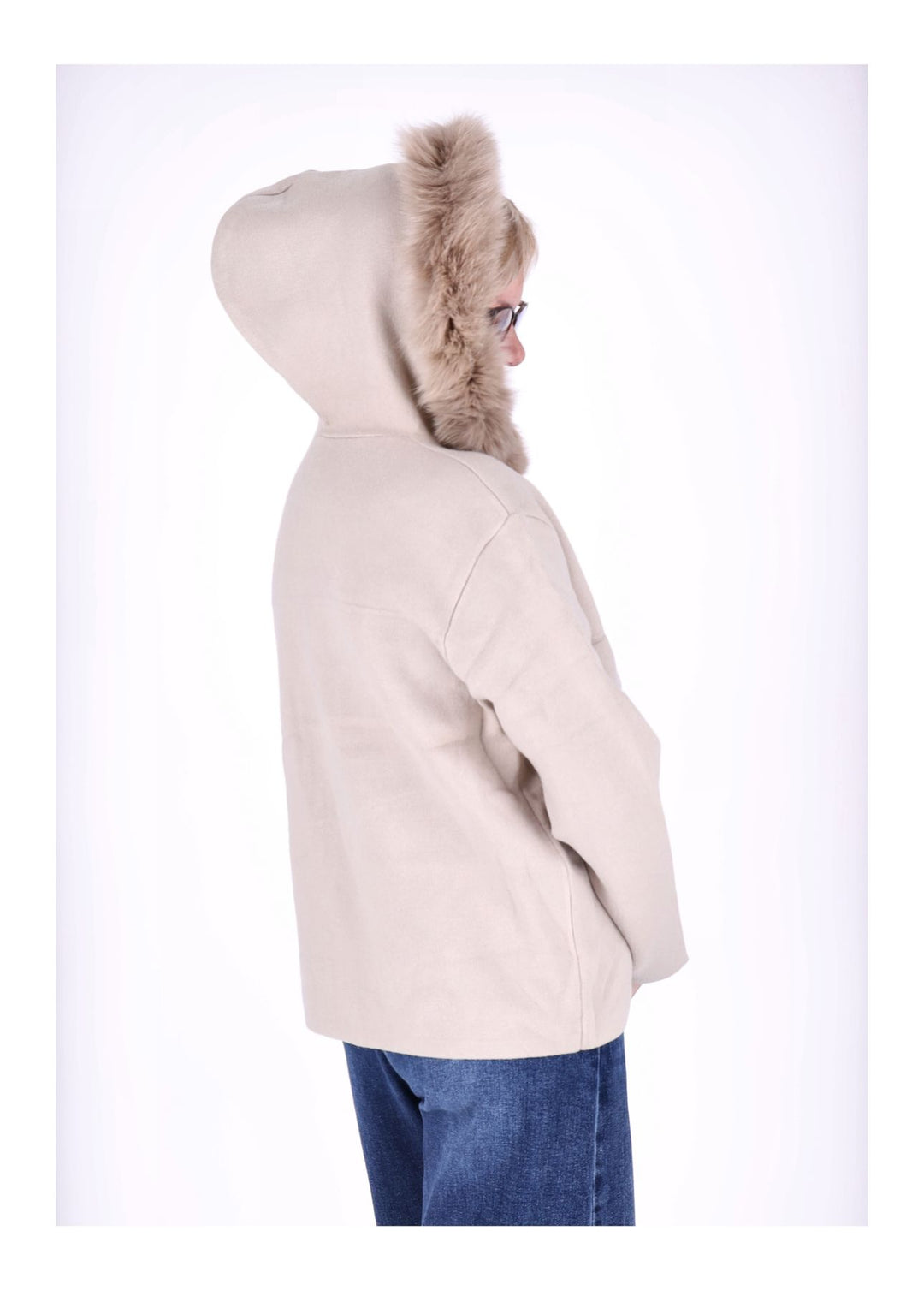 Strickjacke Damen Kapuze Fell