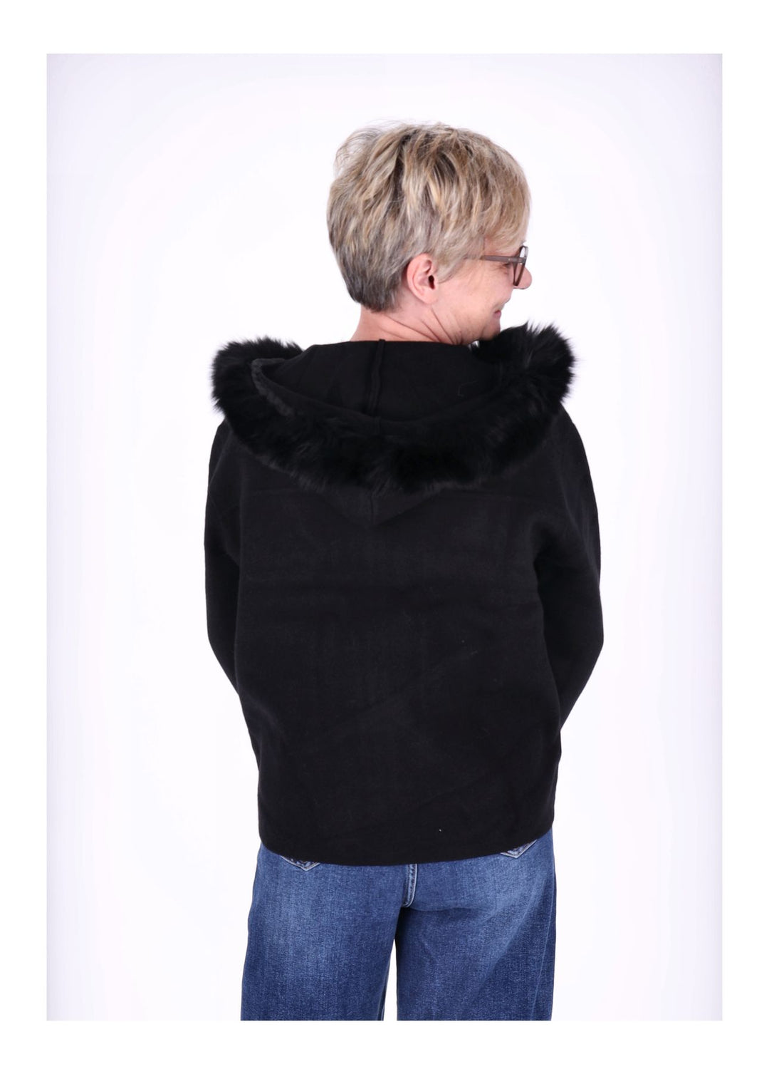 Strickjacke Damen Kapuze Fell