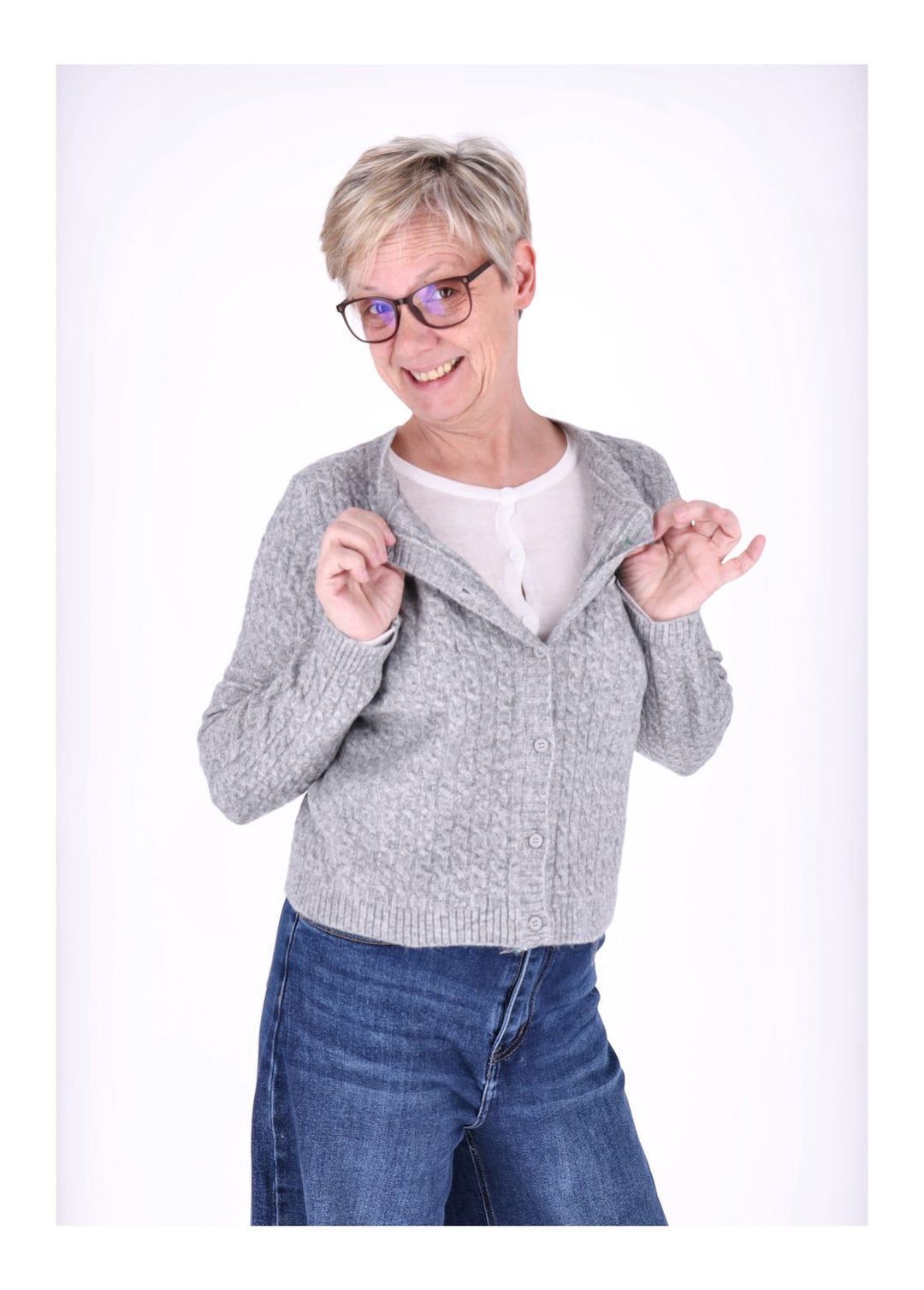 Strickjacke Damen Double Layer