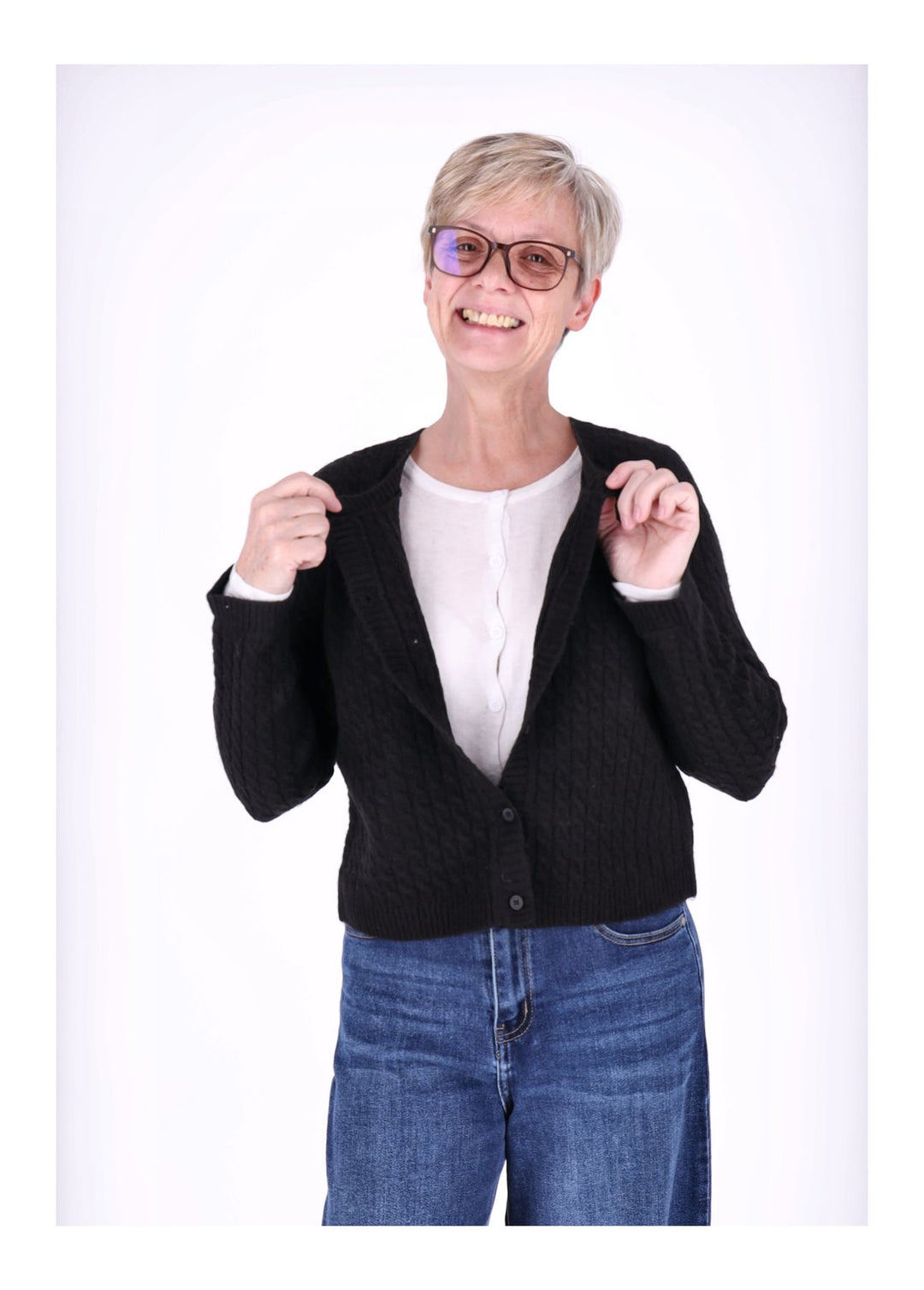 Strickjacke Damen Double Layer