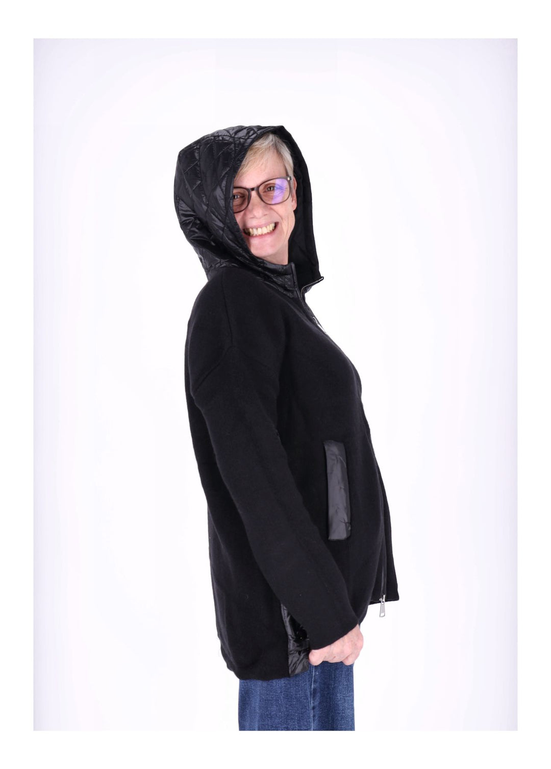 Strickjacke Damen Steppkapuze