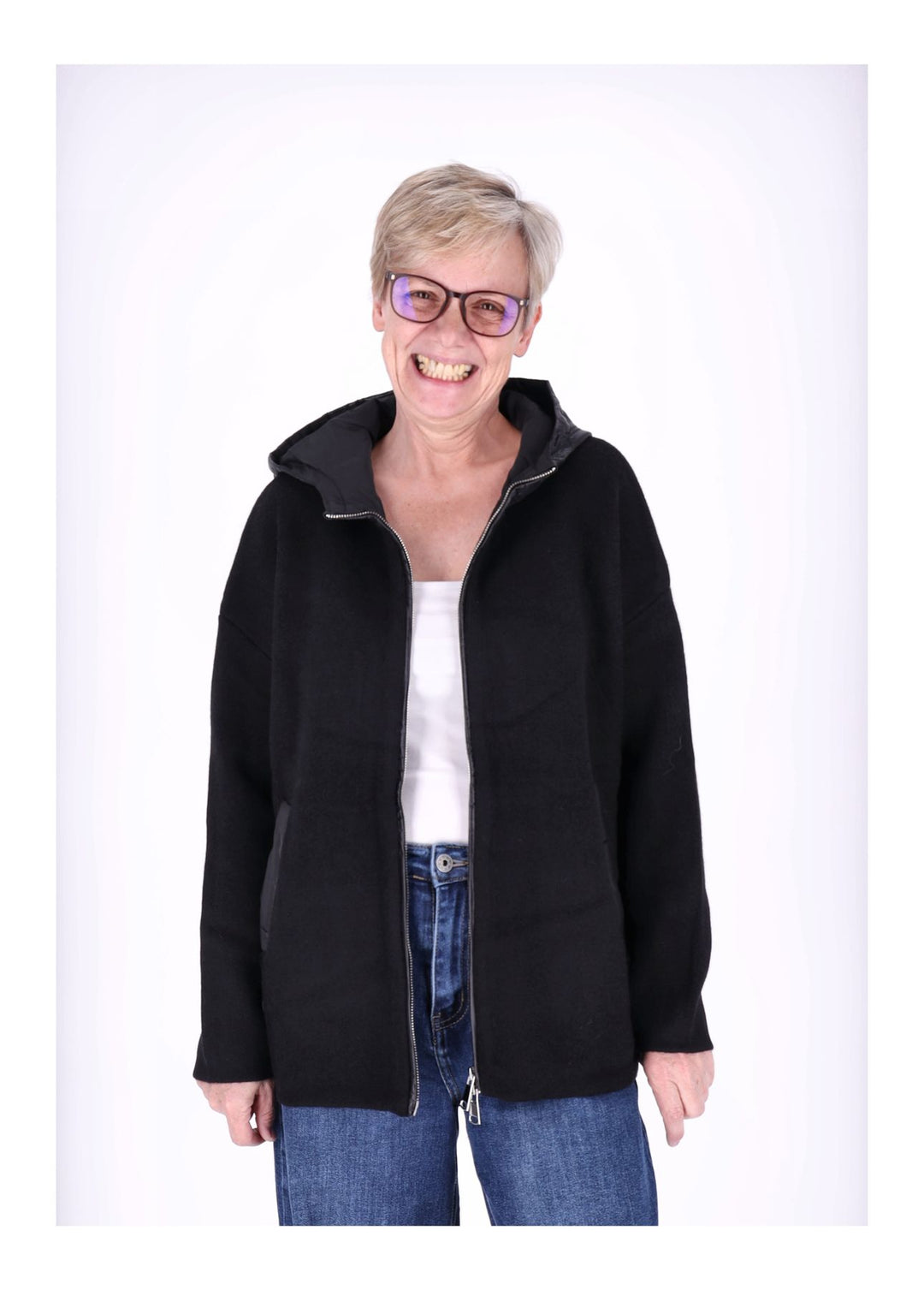 Strickjacke Damen Steppkapuze