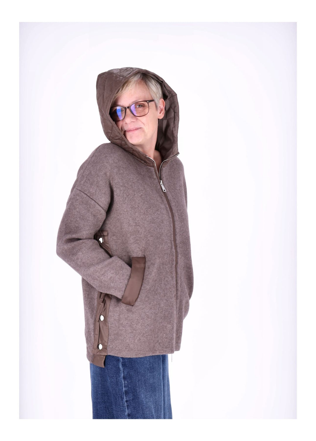 Strickjacke Damen Steppkapuze