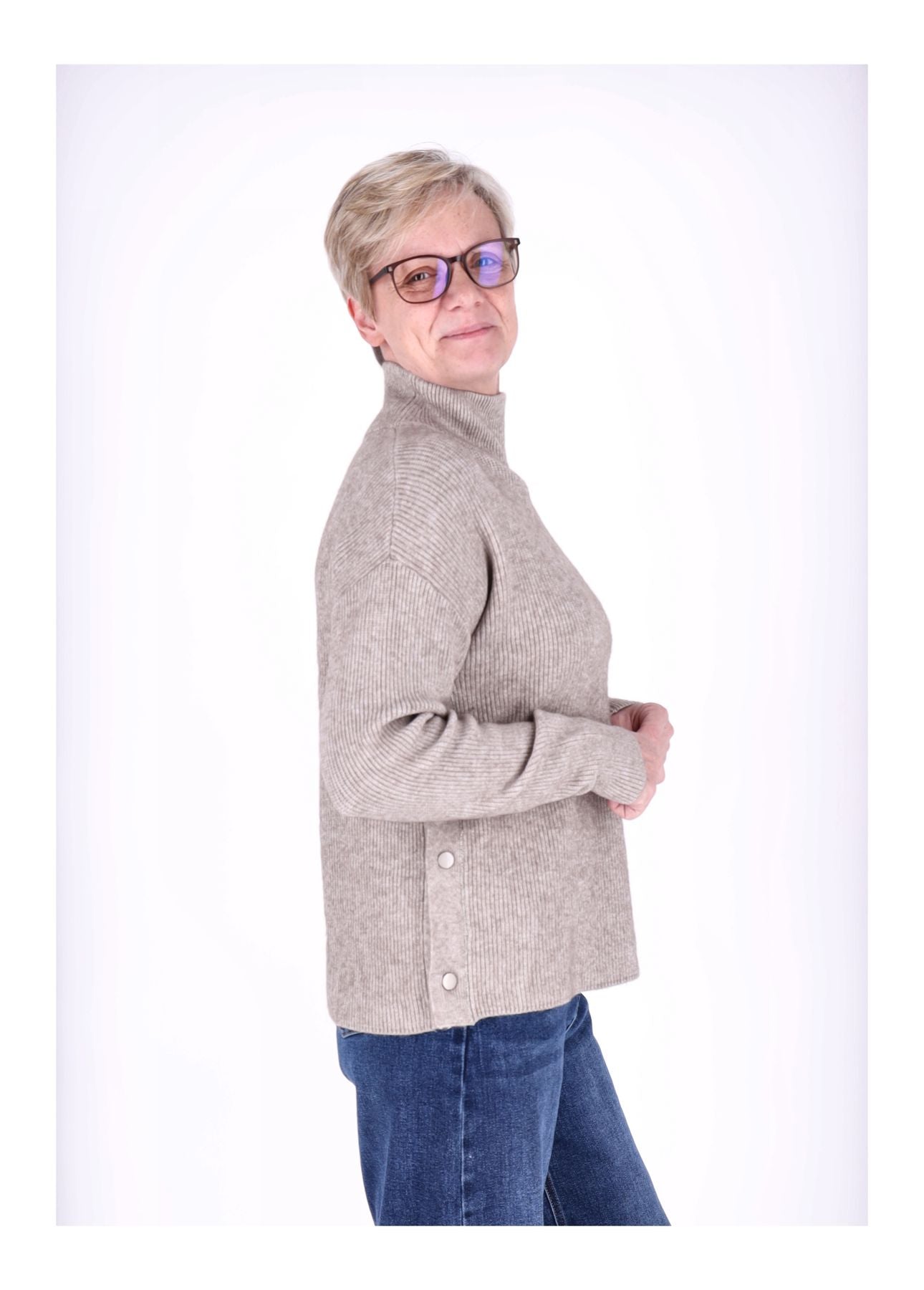 Strickpullover Damen Stehkragen