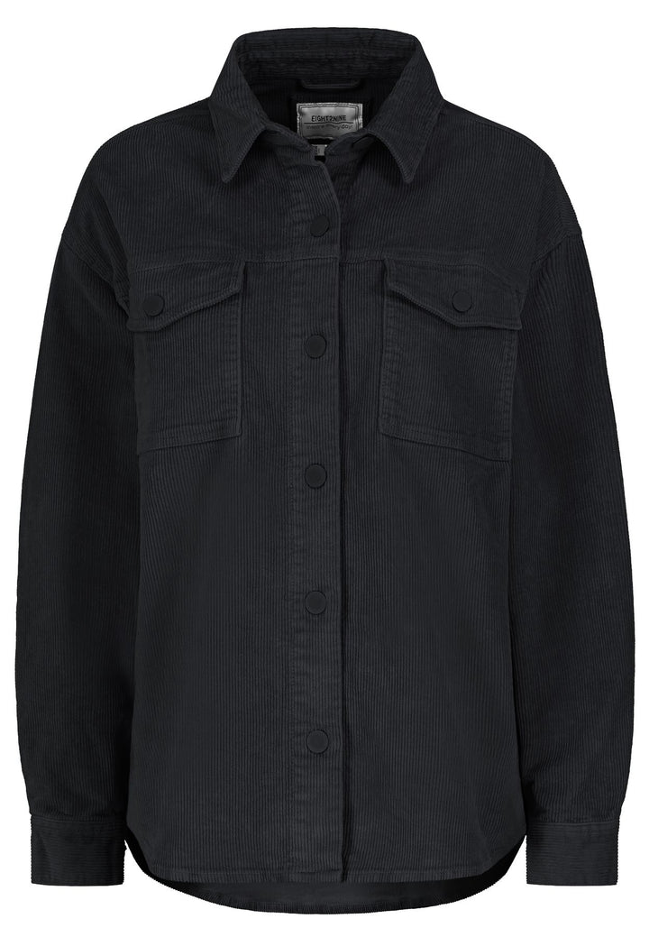 Damen DOB Oversize Hemdjacke, aufgesetzte