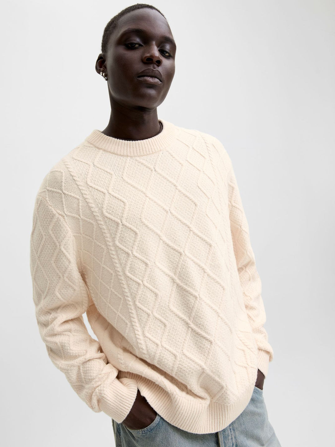 Herren JORCAMBRIDGE KNIT CABLE CREW NECK