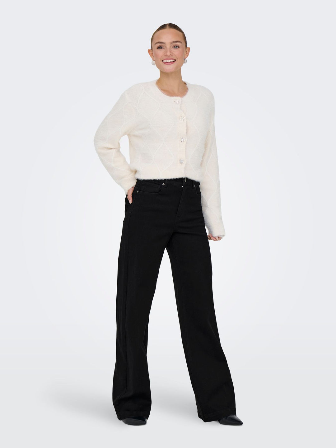 Damen ONLMADISON-ROYAL HW WIDE DNM BF GUA BLACK
