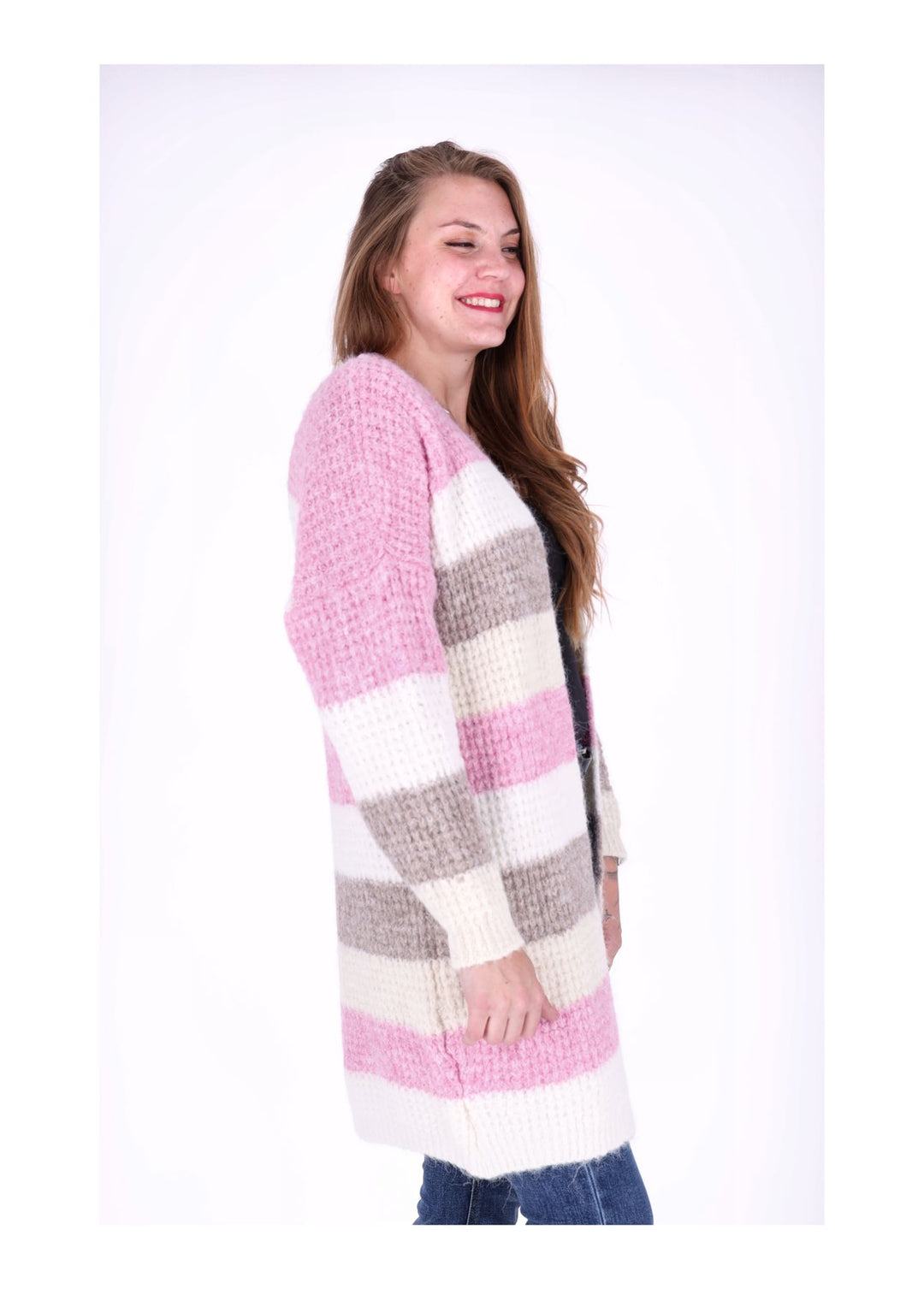 Strickjacke Streifen lang